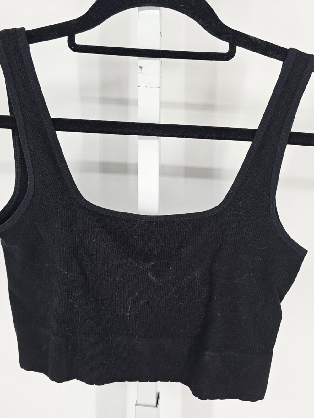 by Anthropologie Womens Sz L/XL Longline Bralette Bra Ribbed Solid Black